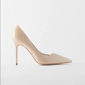 Zara beige patent finish high heels Size 8